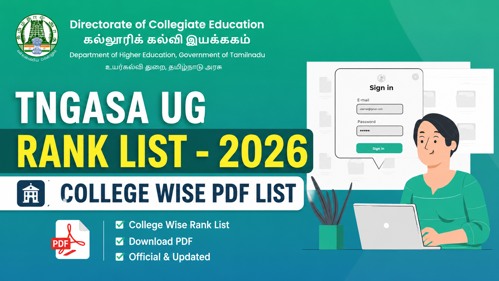 TNGASA UG RANK LIST – 2026 COLLEGE WISE PDF LIST