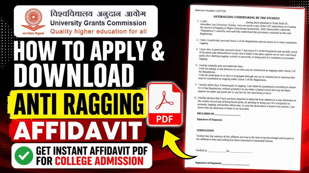 How to Apply & Download Anti Ragging Affidavit in Tamil | College Admission Affidavit – 2026