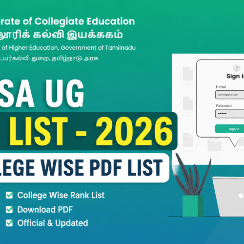 TNGASA UG RANK LIST – 2026 COLLEGE WISE PDF LIST