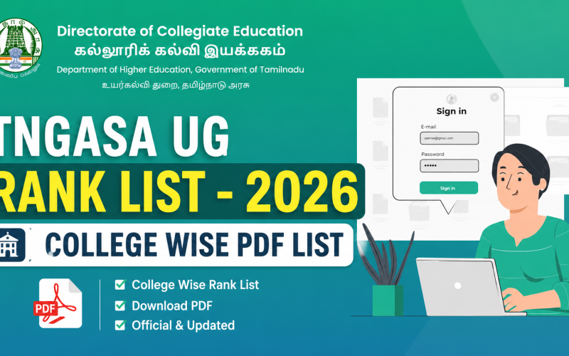 TNGASA UG RANK LIST – 2026 COLLEGE WISE PDF LIST